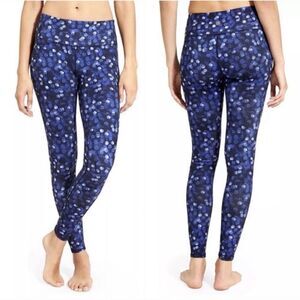 Athleta Chaturanga Tights Blue Polka Dot Print Legging Sz Xs Preppy Teacher Fun